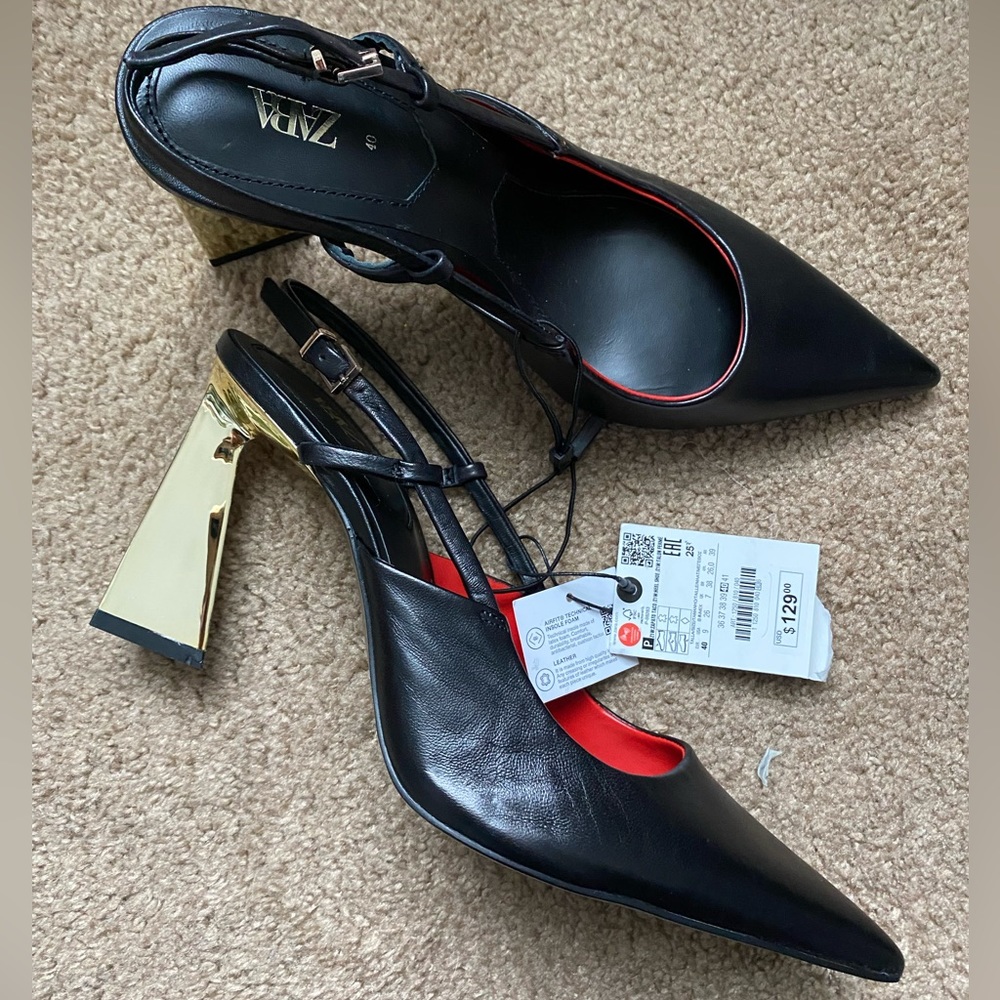 ZARA black leather heels SIZE 9 | ZARA NWT shoes | Zara black heels